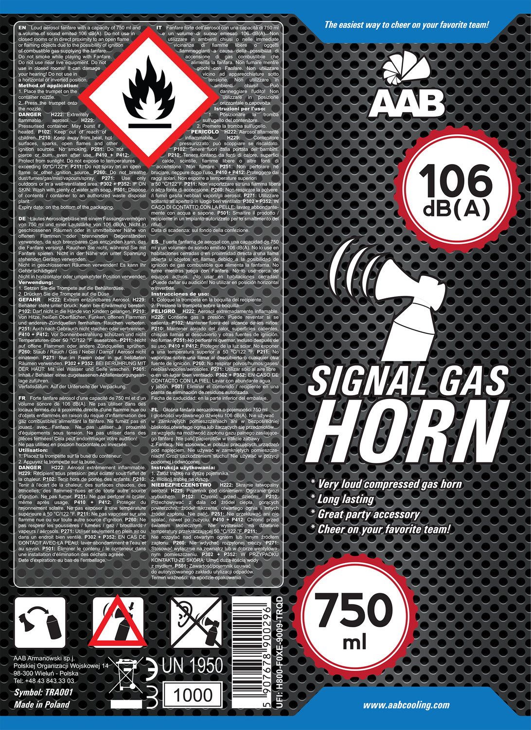 AAB Signal GAS Horn 400ml